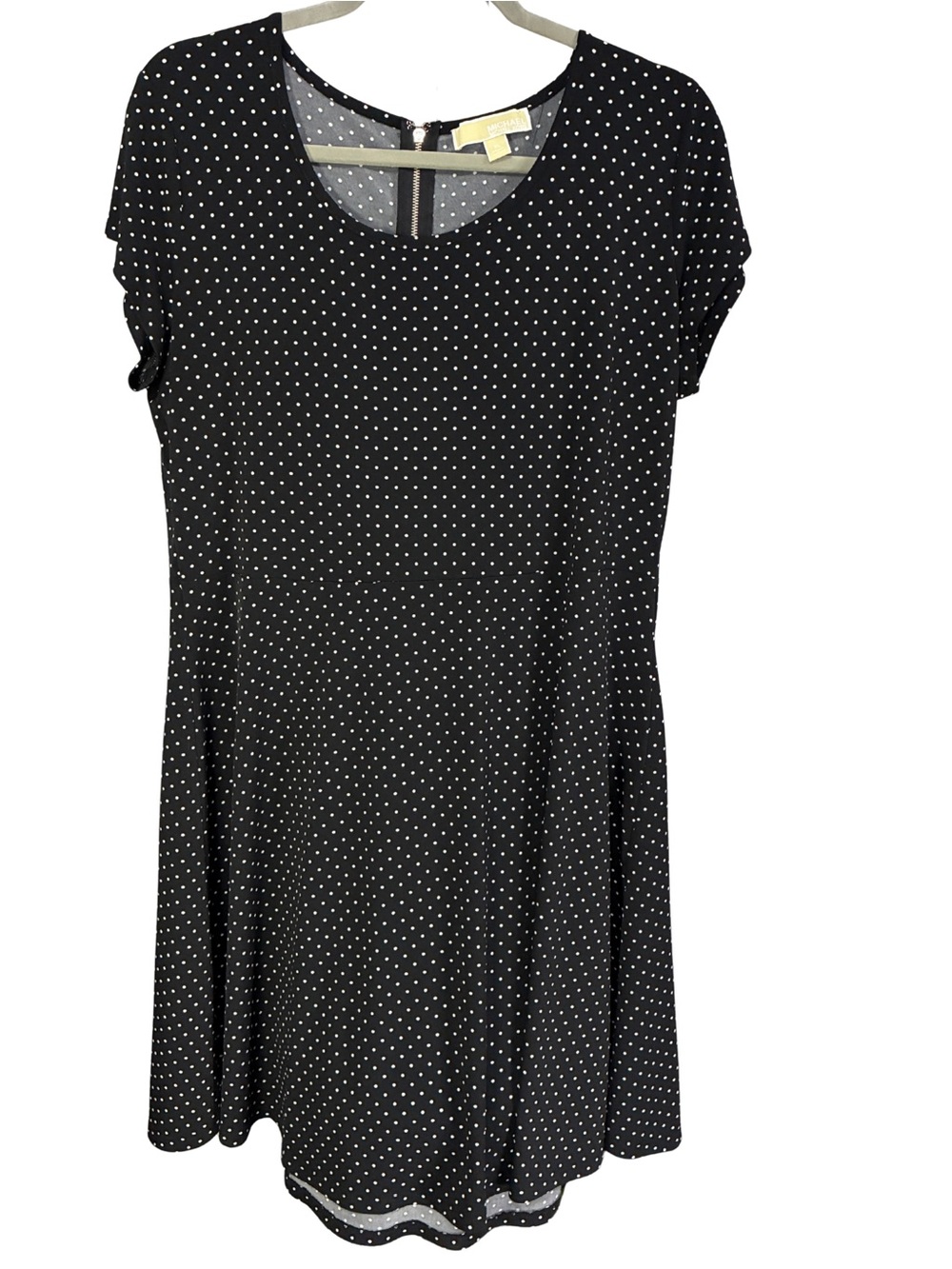 Michael Kors Black and White Polka Dot Short Sleeve Skater Dress